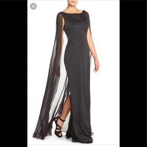 Adriana Pappell Blk. 16W Cape/Floor Length Dress
